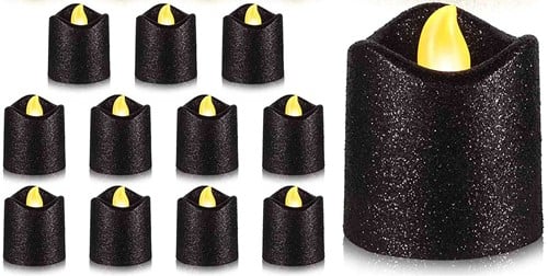 [A-025895] LED Minikaarsje Glitter Zwart per stuk