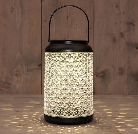 [A-027491] Solar Lantern Windlicht Transparant Anna's Collection 12,5x12,5x20 cm 1 LED Warm Wit per stuk