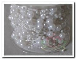 [A-004657] Parelketting Parelguirlande Wit 3+8 mm rol 15 meter