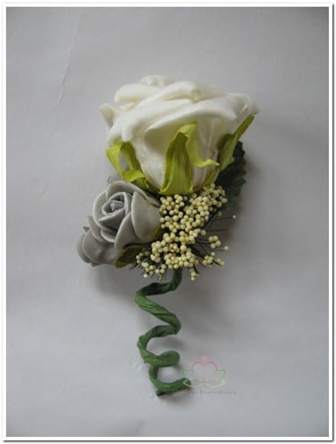 [A-008722] Corsage Roos CremeWit + Grijs CPR129 Maatwerk