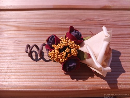 [A-015874] Corsage Roos Autumn CPA 874 Cava Burgundy Oker Maatwerk