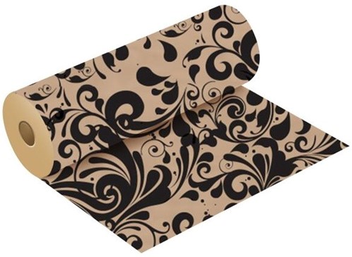 [A-024147] Bloemenpapier cadeaupapierkraftpapier Swish Zwart Natural rol 50 cm x 3 kg