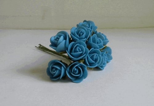 [A-007176] Mini Foam Roos Blauw Azuro 2 cm Bundel