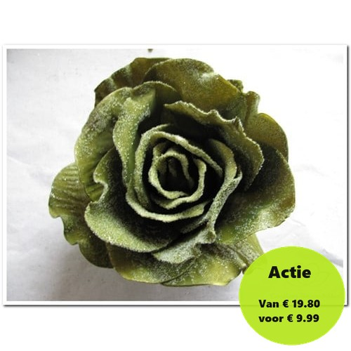 [A-008085] Foamroos Sophie Snow Smaragd Groen 15 cm Doos 12 stuks