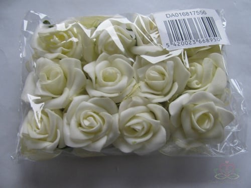 [A-009330] Mini Foam Roos Cream Zelfklevend 2 cm Pak