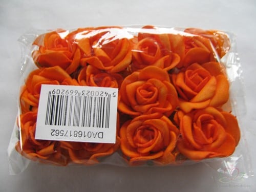 [A-009334] Mini Foam Roos Oranje Zelfklevend 2 cm Pak