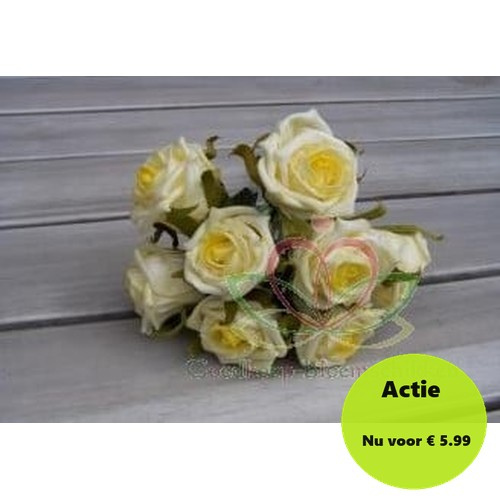 [A-010046] Foamroos Elegant Cremegeel Lichtgeel 5 cm doosje 36 stuks