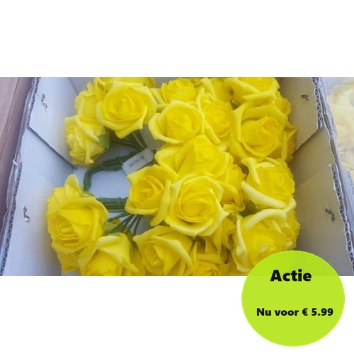[A-013228] Foamroos Elegant Echtgeel Paasgeel 5 cm doosje 48 stuks