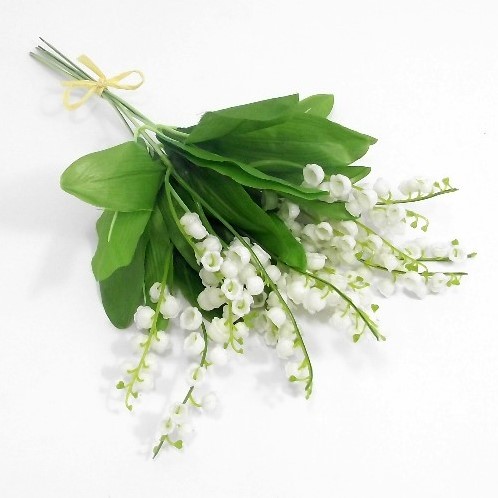 [A-017417] Lelietje van Dalen White Zijdenbloem Bundel 32 cm