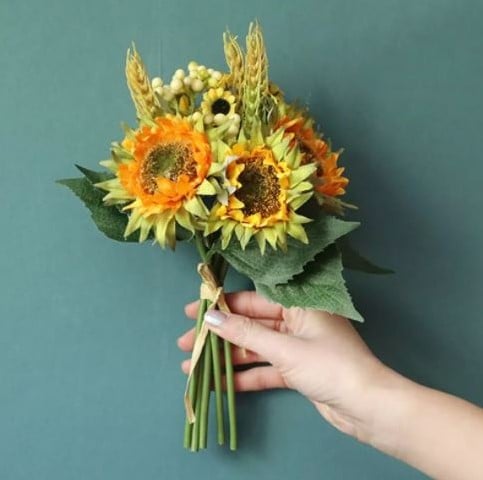 [A-022017] Boeketje Zonnebloemen Zijden Kunstbloem