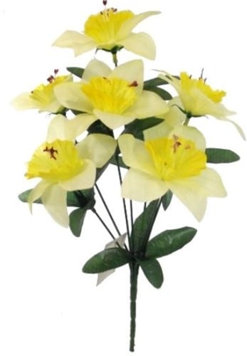 [A-027456] Narcisbush Zijdenbloem Wit Geel ca. 36 cm bos 7 bloemen