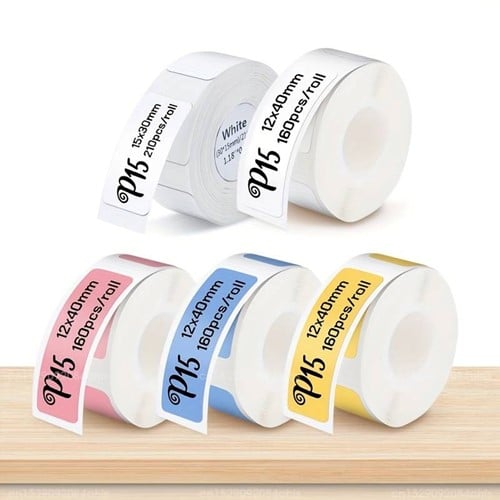 [A-025918] Thermische labels Blanco etiketten voor thermal labelprinters P15 Transparant 14x30 mm rol 210 stuks