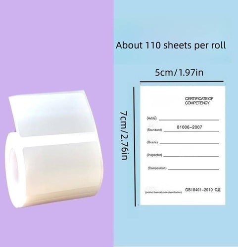 [A-025933] Thermische labels Blanco etiketten voor thermal labelprinters Phomemo M110 M220 M221 Wit 50x70 mm rol 110 stuks