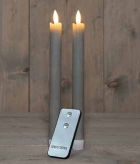 [A-025717] LEDkaars 3D Flame Candle Rustiek Taupe Anna's Collection met afstandsbediening D 2,5 H 23 cm 2 stuks
