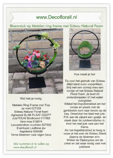 [A-027756] Bloemstuk op metalen ring frame met Sideau Natural foam Stel zelf je pakket samen  